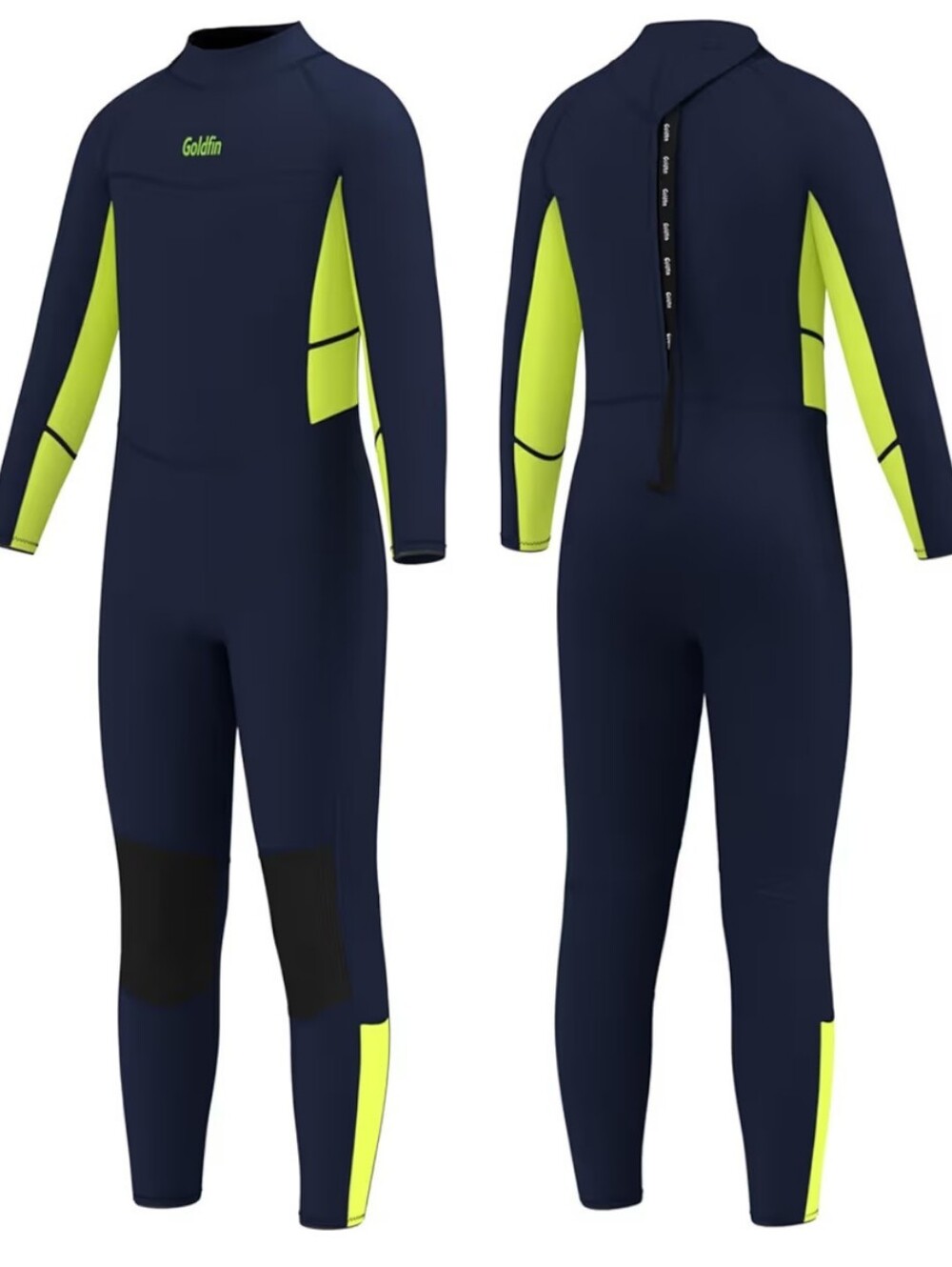 Navy & Neon Yellow Kids Long Sleeve Swim Rashguard Size 14